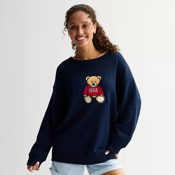Juniors' Harper & Ivy American Flag Sweater | Kohl's