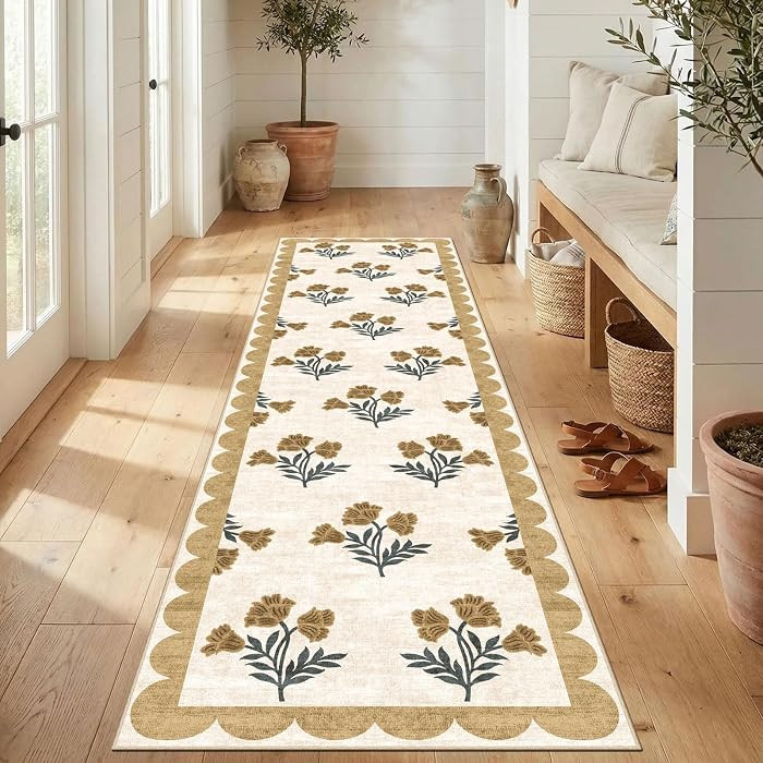 Non Slip Washable Kitchen Runner Rug - 2x8 Long Beige Hallway Runner Rugs Soft Boho Runners for H... | Amazon (US)