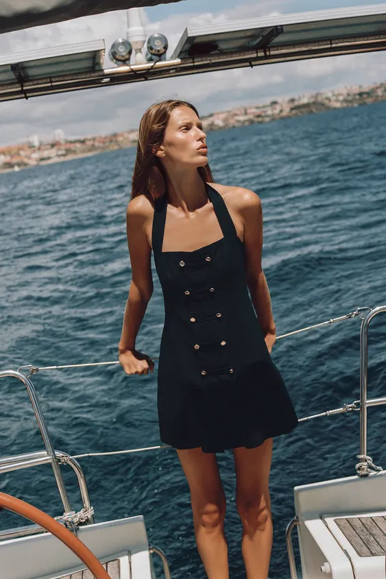LINEN TOGGLE MINI DRESS | Zara US