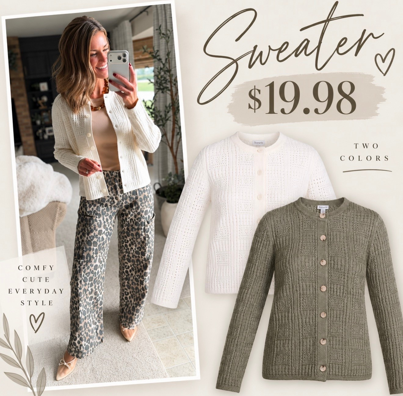 Walmart new arrival. 
This pretty sweater is less than $20
Wearing small
Pants, medium full length

#LTKSeasonal #LTKOver40