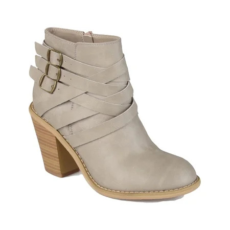 Journee Collection Womens Strap Faux Leather Zip Up Booties Gray 9 Wide (C D W) | Walmart (US)