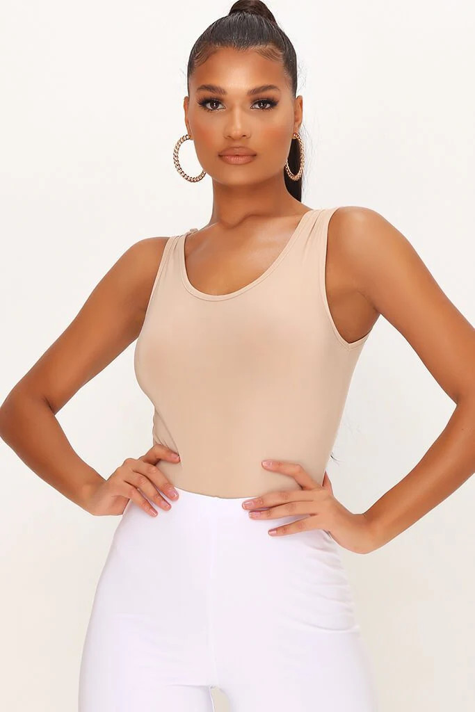 Stone Scoop Neck Sleeveless Bodysuit | ISAWITFIRST