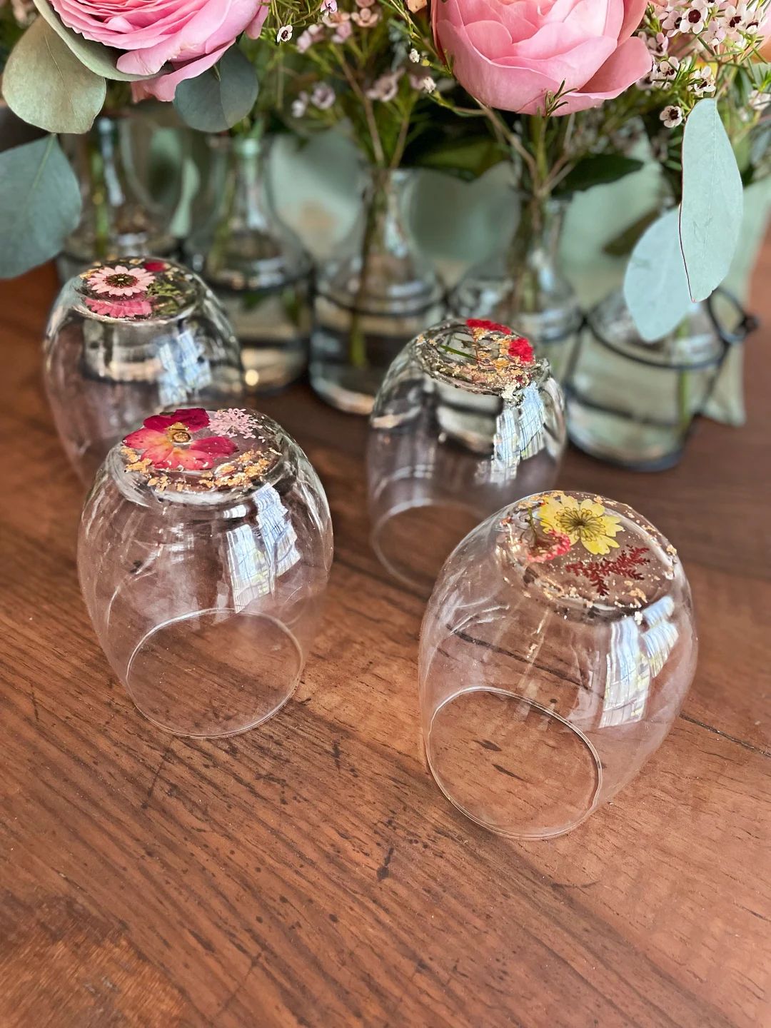 Pressed Flower Stemless Wine Glass Real Flowers Handmade - Etsy | Etsy (US)