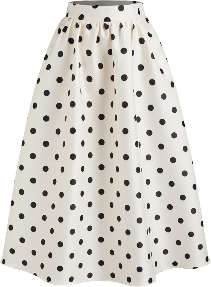 CIDER Skirts for Women Polka Dot Ruffle Maxi Skirt Mid Waist A Line Pocket Elegant Casual Skirts ... | Amazon (US)
