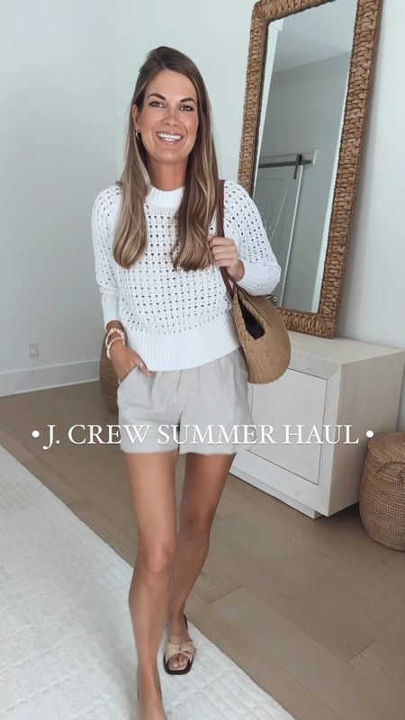 J. Crew summer fashion haul! I am 5’11” so J.Crew has long been one of my favorite places to find long torso swimsuits and tall sized denim! 

Outfit 1: wearing small in the sweater and xs in the linen shorts. Sandals true to size. 

Outfit 2: small top, 26 long jeans. 

Outfit 3: xs top, xs shorts

Outfit 4: 4 long swimsuit, small skirt. 

Outfit 5: xs top, 26 tall wide leg jeans. 

Outfit 6: small dress.  

#LTKOver40 #LTKVideo #LTKStyleTip