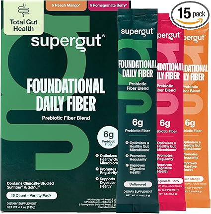 Supergut Foundational Daily Fiber, Vegan & Sugar Free Prebiotic Powder Blend for Gut Health & Dig... | Amazon (US)