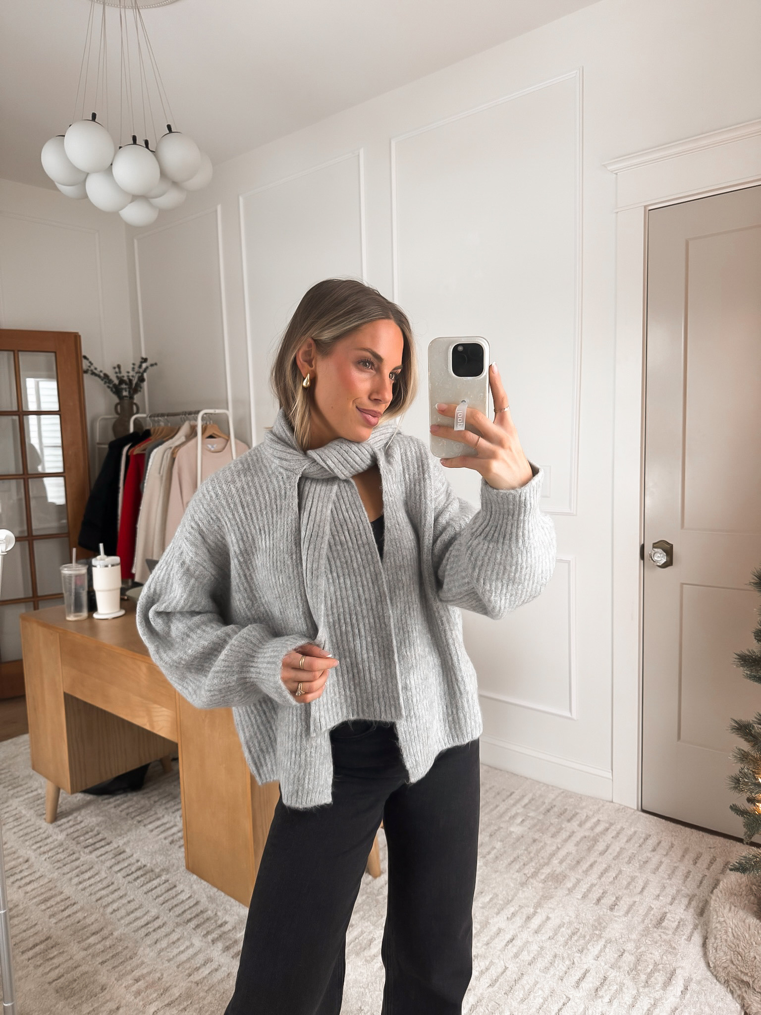 Cardigan with a built in scarf! 🧣 wearing in a small & LOVE this!! Great option to bundle up & still look put together! 

#LTKWorkwear #LTKFindsUnder100 #LTKSeasonal