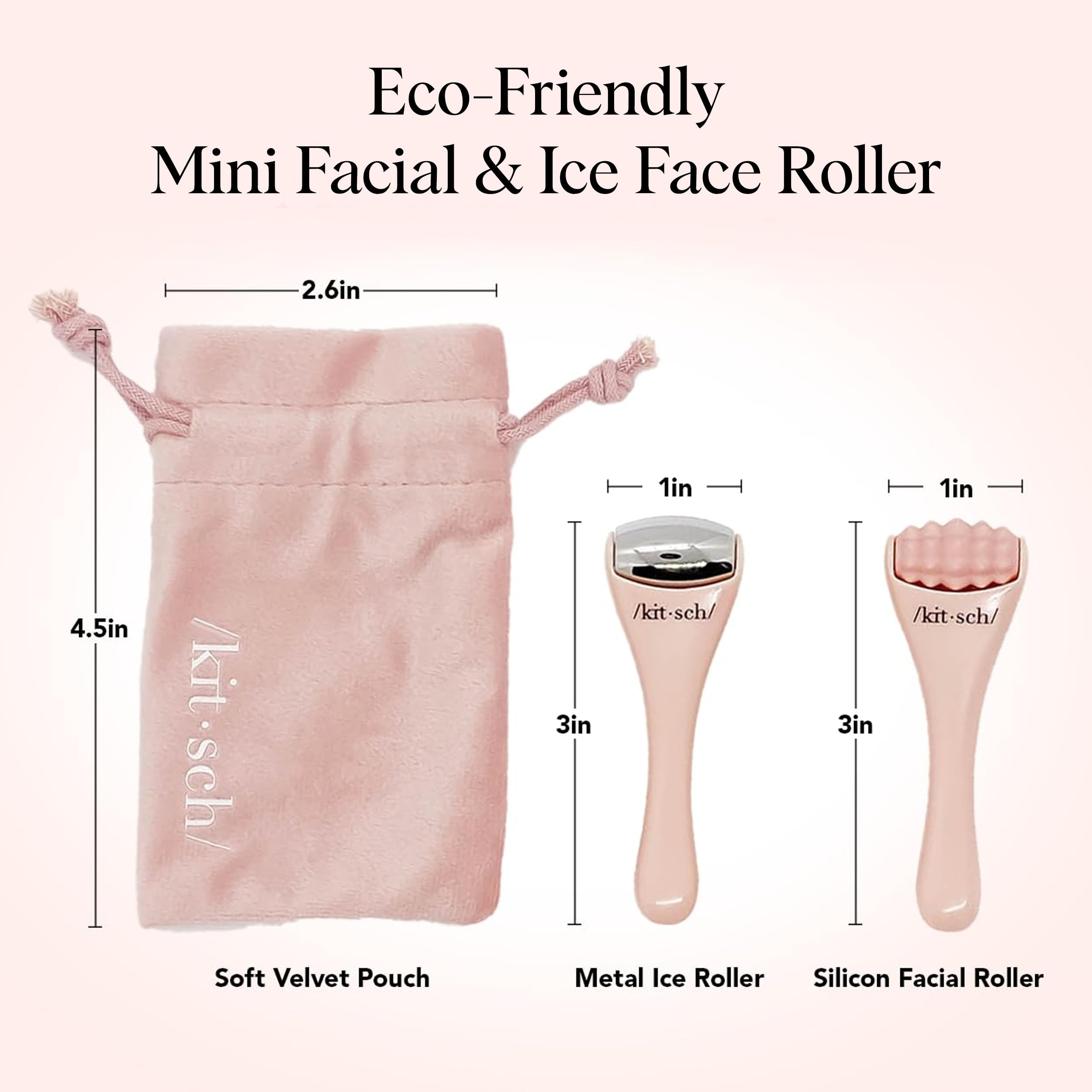 Kitsch Mini Facial Roller & Ice Face Roller Skin Care Tool Set for Women - Face Massager for Puffy Eyes, Cold Therapy, Lymphatic Drainage Massager, Self Care Gifts for Women & Men - Blush | Amazon (US)