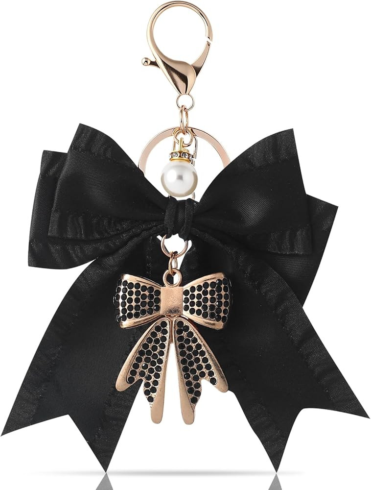 Bow Keychain for Women, Rhinestone Pearl Bow Purse Charm - Cute Crystal Bag Charms for Backpacks ... | Amazon (US)