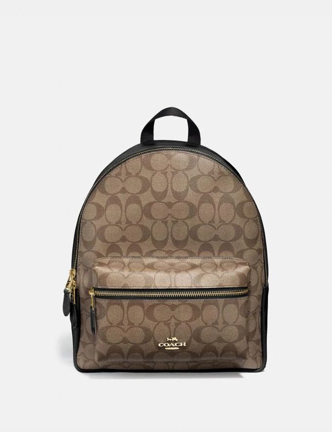 medium charlie backpack in signature canvas | Coach Outlet