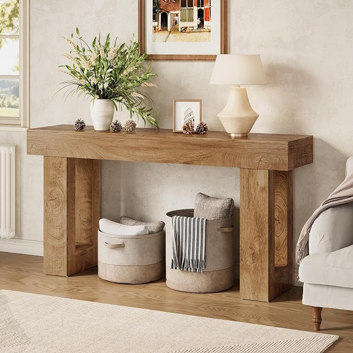 LITTLE TREE 63 Inches Long Sofa Table, Farmhouse Console Table for Entryway, Wooden Sofa Table fo... | Amazon (US)