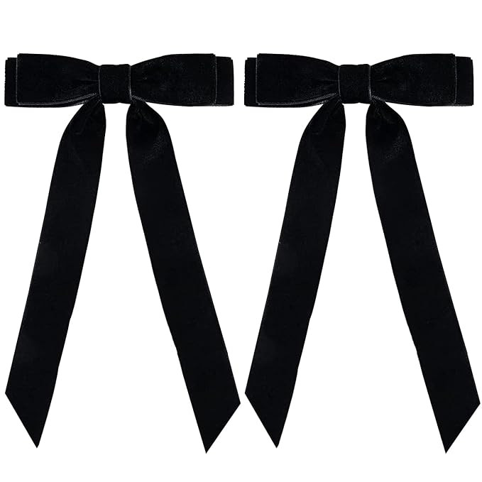2PCS Velvet Hair Bows Ribbon Hair Clips, Alligator Hair Pins, Ponytail Holder Accessories Sides M... | Amazon (US)