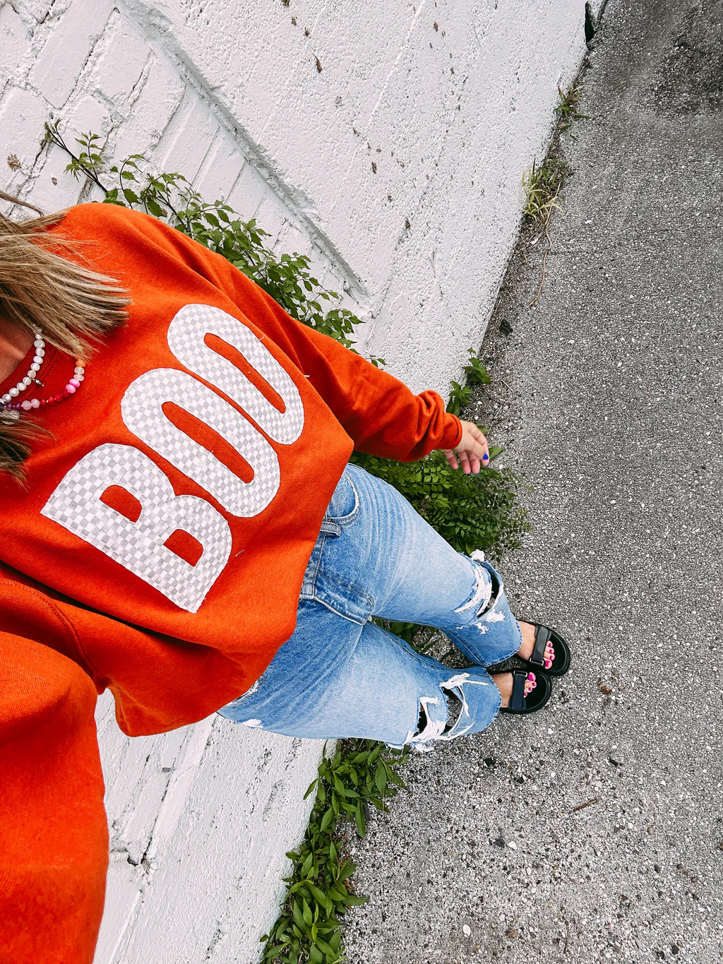 boo! patch sweatshirt | Etta & East