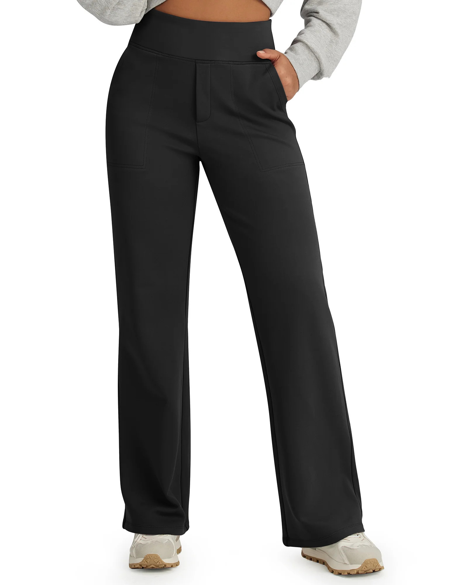 Fleece Lined High-Waisted Pants - Black / XXL / 29 inseam | g4free activewear