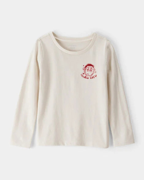 Carter's Toddler Girls Girl Christmas Santa Cookie Crew Long-Sleeve Graphic Tee - Cream 2T Cream | Carter's Inc