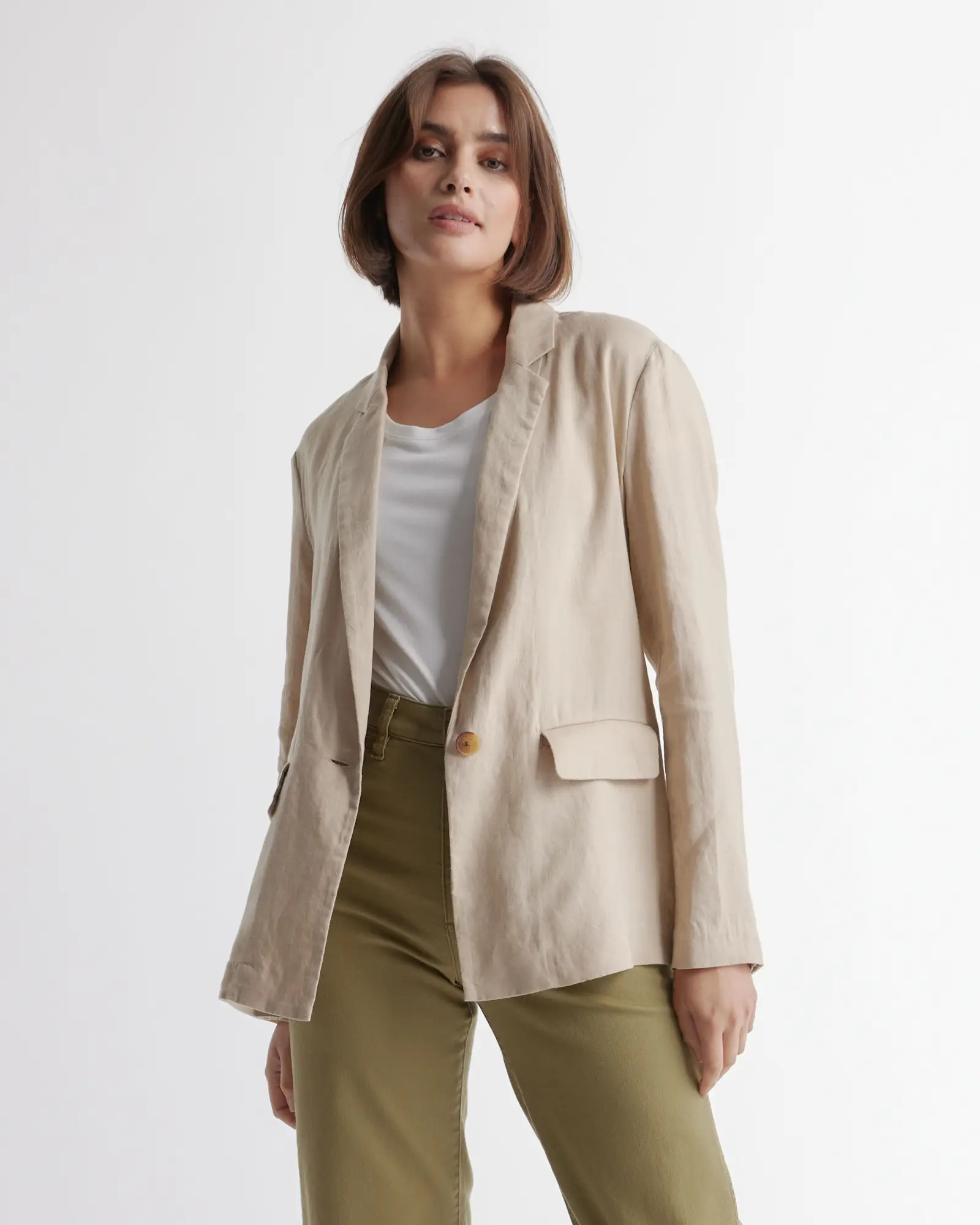 100% European Linen Blazer in Driftwood | Quince