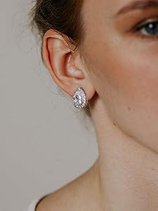 SWEETV Teardrop Bridal Earrings for Wedding, Prom - Elegant Cubic Zirconia Stud Earrings for wome... | Amazon (US)
