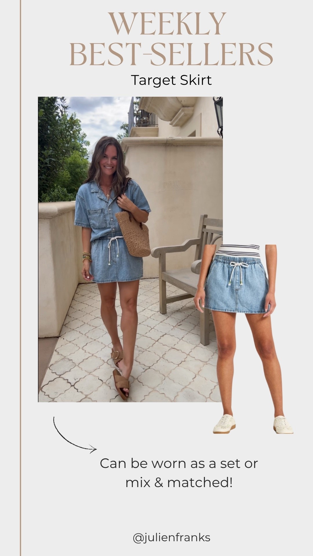 This denim skirt has been one of my most-worn Target finds! 🤍 Wear it with the matching top or mix it with tanks, tees, and sweaters year-round

#LTKootd #LTKmomlife #LTKSeasonal