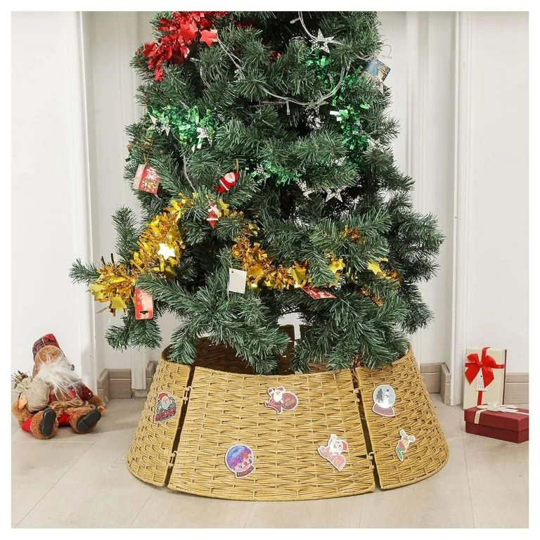Christmas Tree Skirts Collar Ring Xmas Tree Skirt Artificial &nbsp;Rattan Wicker Plastic Base Cov... | Walmart (US)