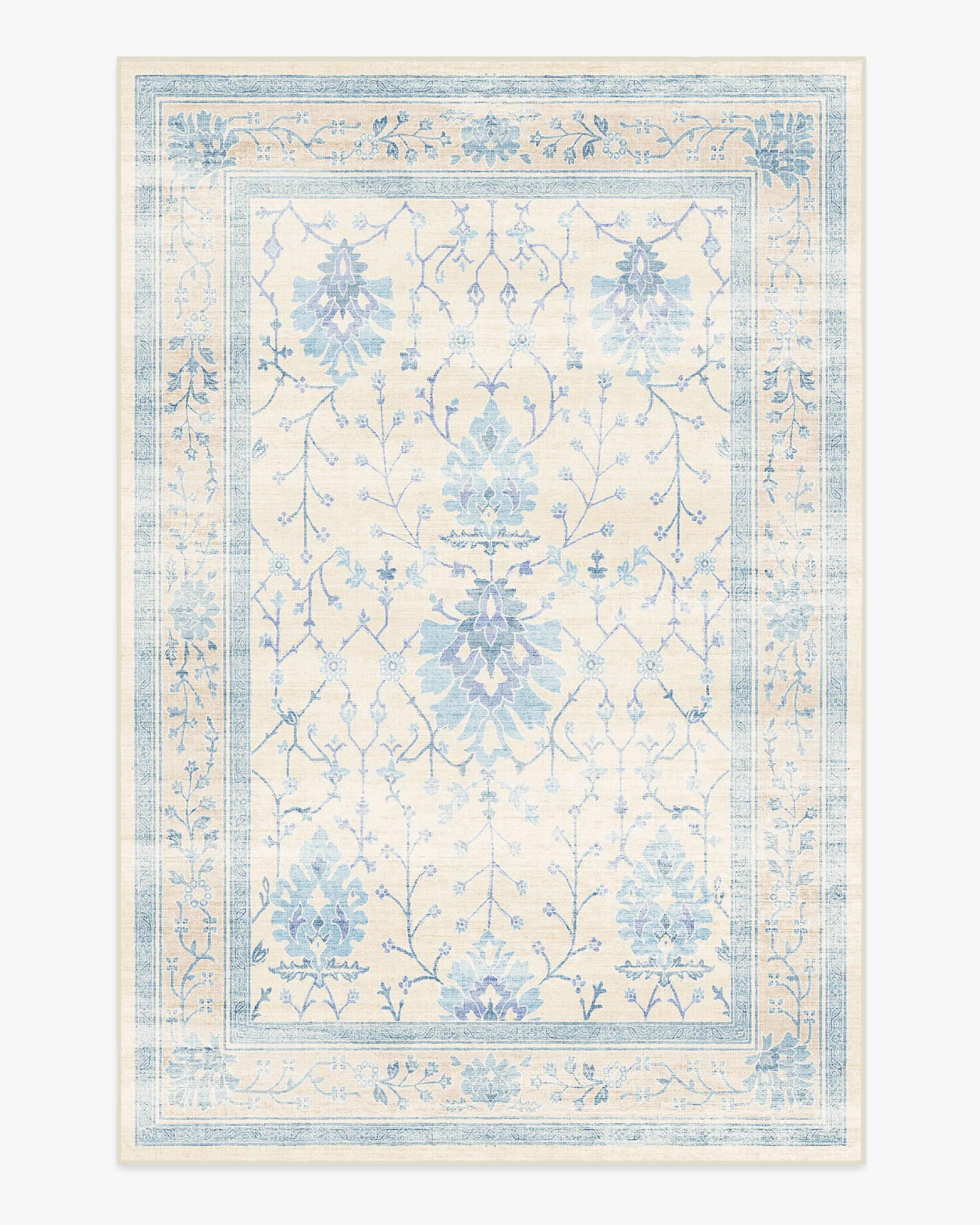 Serafina Cream & Blue Rug | Ruggable US | Ruggable