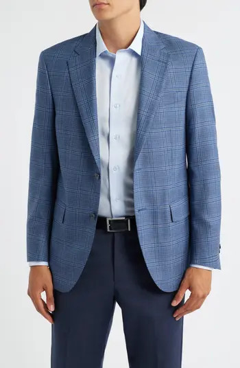 Peter Millar Flynn Classic Fit Blue Plaid Wool Sport Coat | Nordstrom | Nordstrom