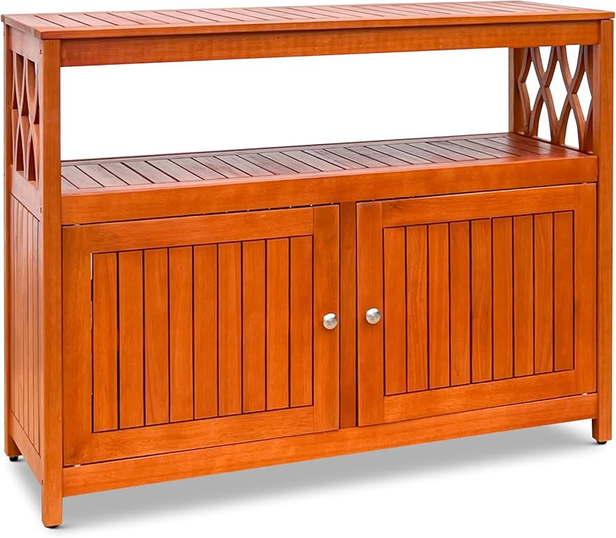 DTY Outdoor Living Longs Peak Eucalyptus Wood Sideboard Table, Outdoor Buffet Cabinet with Storag... | Amazon (US)