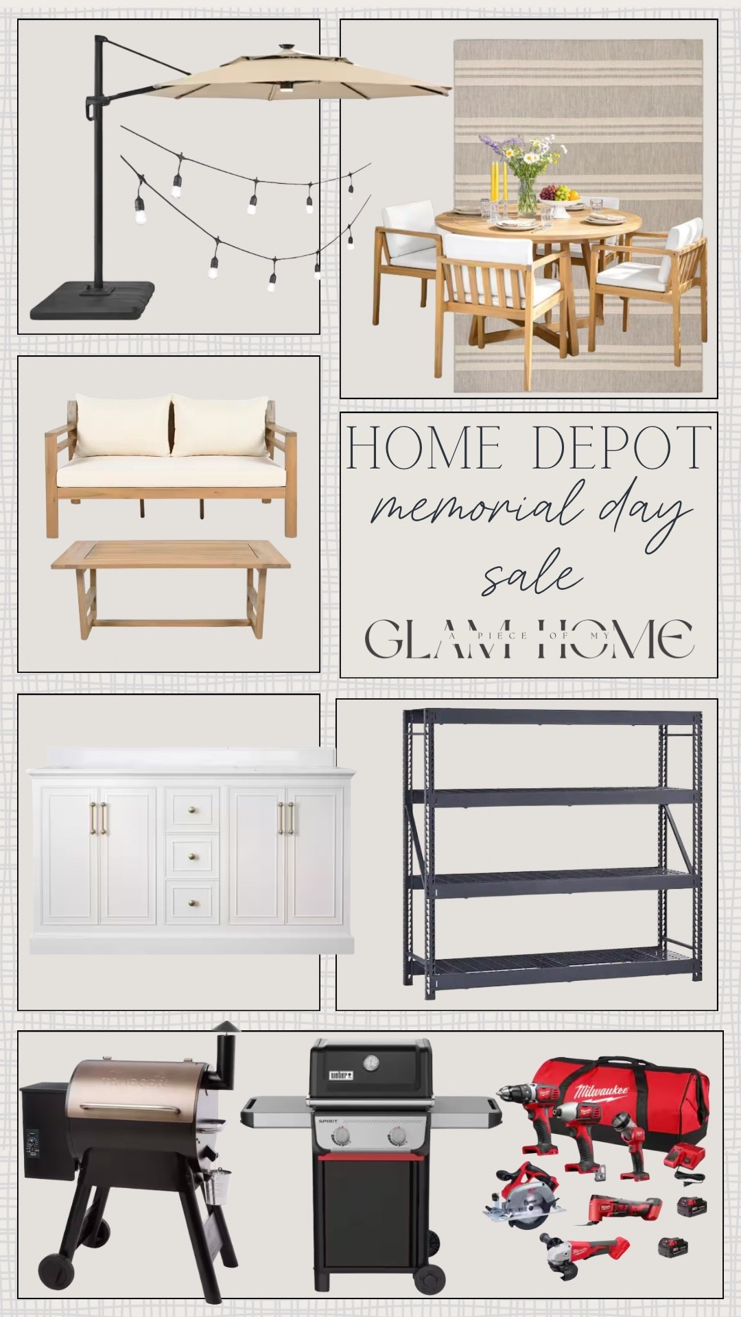 Home Depot Memorial Day sale, Home Depot finds, Memorial Day deals, patio furniture, outdoor decor, backyard essentials, outdoor entertaining, summer home finds, grill accessories, outdoor lighting, patio refresh, home improvement, outdoor rugs, planters, garden decor, DIY home projects, power tools, storage solutions, coastal patio decor, neutral home decor, outdoor dining, porch styling, budget home finds, seasonal sale, summer hosting essentials

#LTKHome #LTKSaleAlert #LTKU