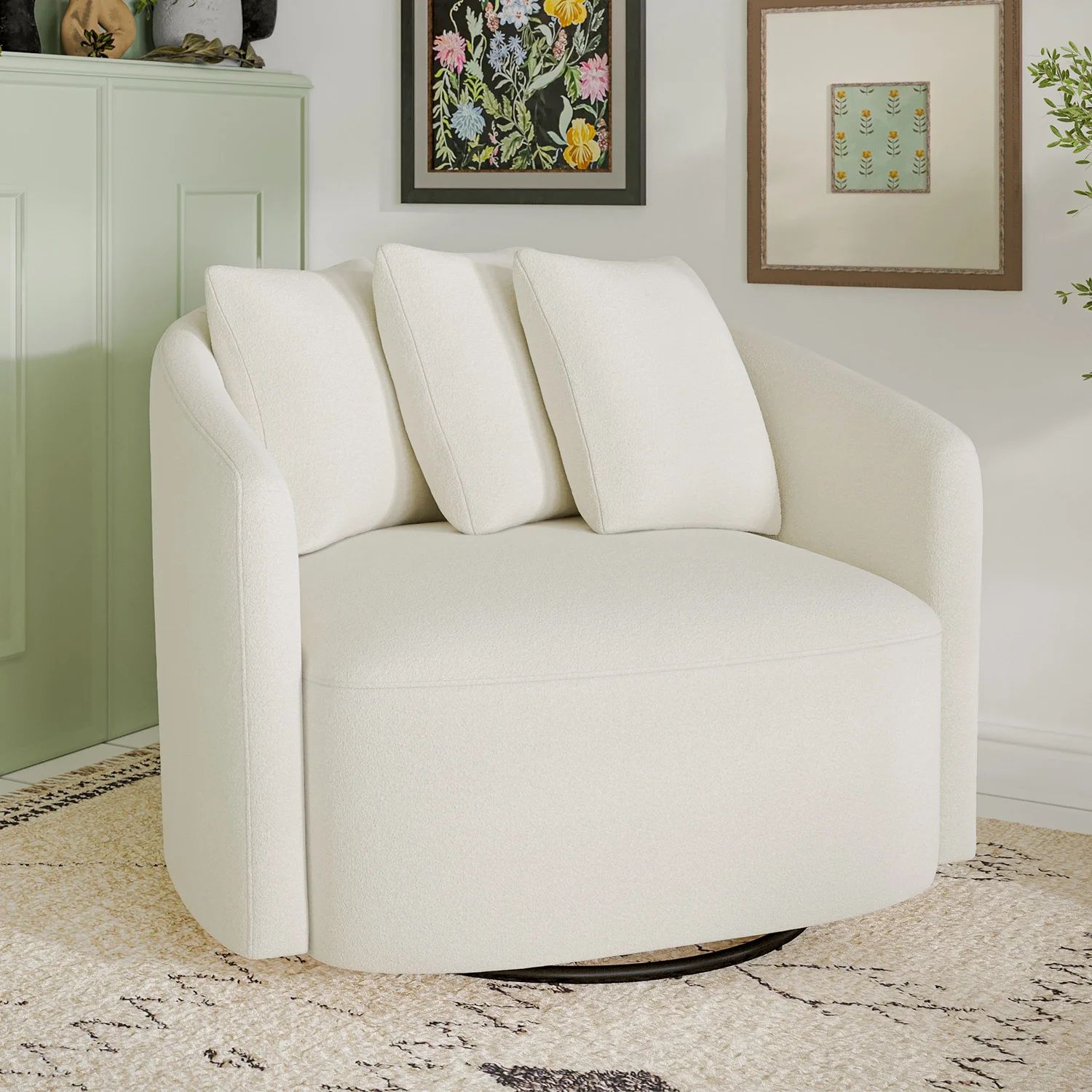 Beautiful Drew Chair by Drew Barrymore, Cream Bouclé - Walmart.com | Walmart (US)