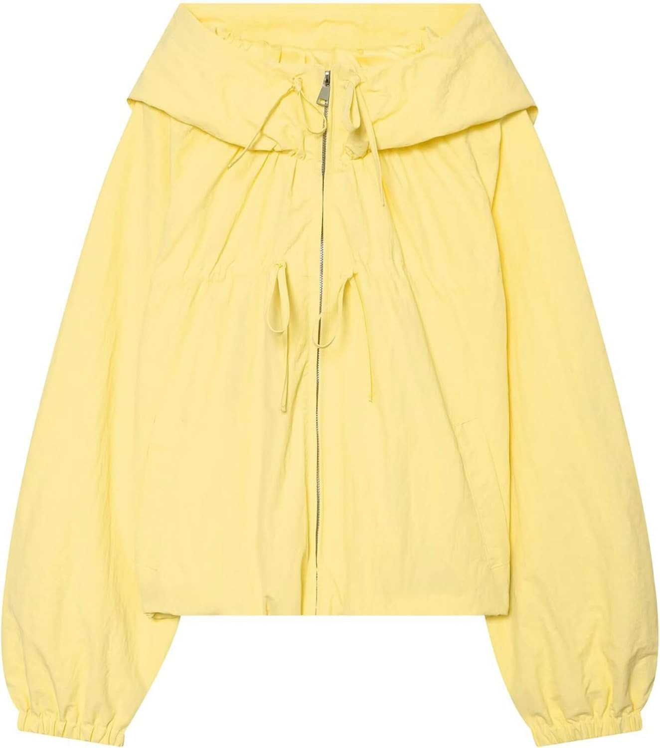Womens Hooded Bomer Jackets Lightweight Gathered Coats | Amazon (US)