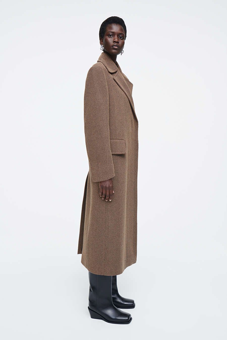 TAILORED HERRINGBONE WOOL COAT - BROWN - COS | COS UK