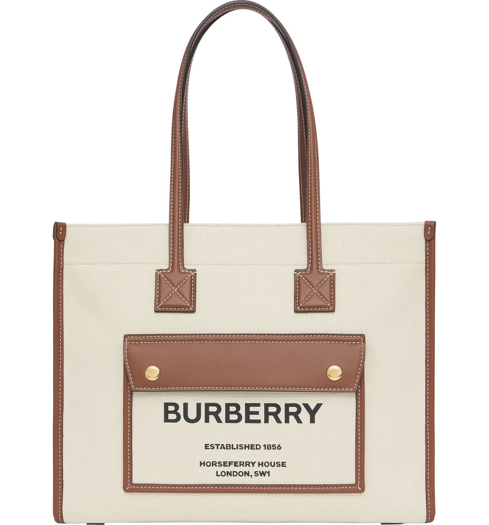 Burberry Small Freya Horseferry Logo Canvas & Leather Tote | Nordstrom | Nordstrom
