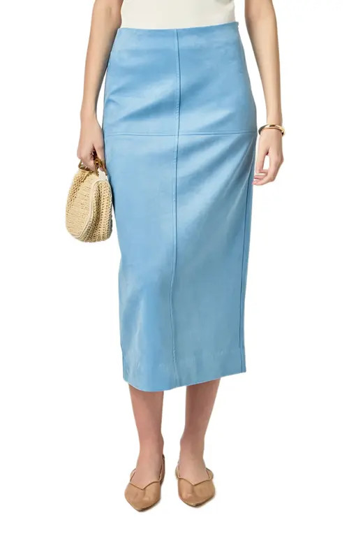 English Factory Faux Suede Midi Skirt in Slate Blue at Nordstrom, Size Large | Nordstrom