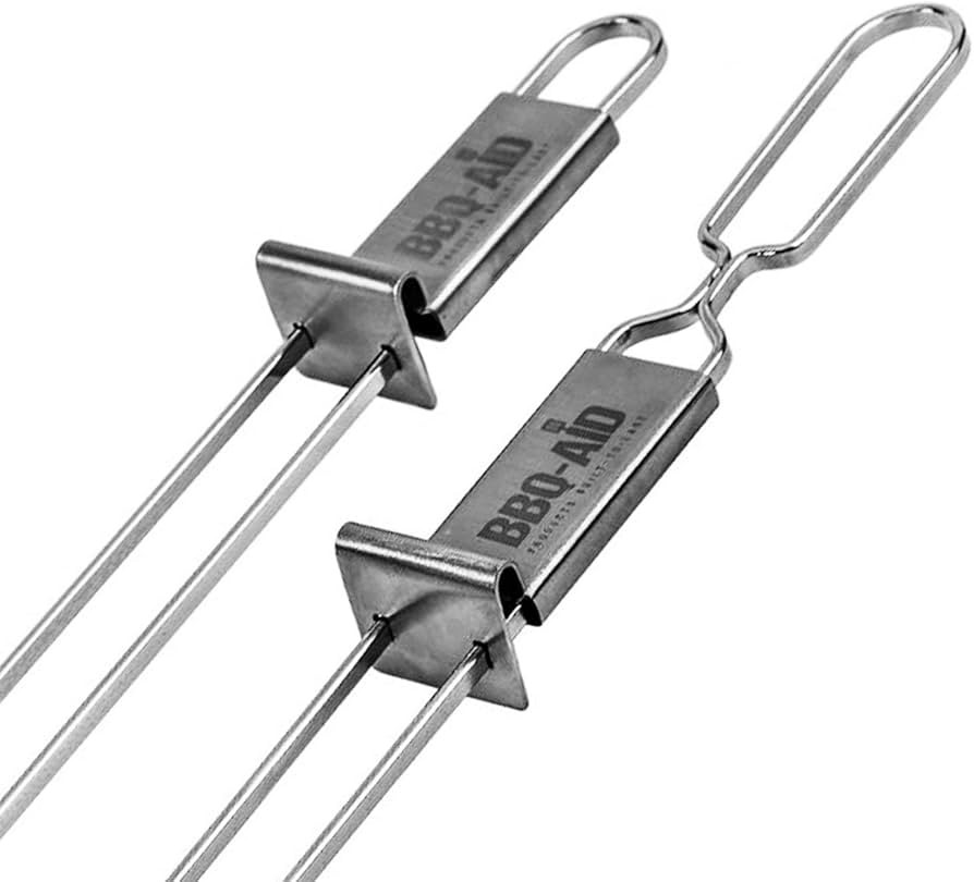 BBQ-AID Premium Barbecue Metal Skewers for Kabobs with Quick Release - Double Pronged, Stainless ... | Amazon (US)