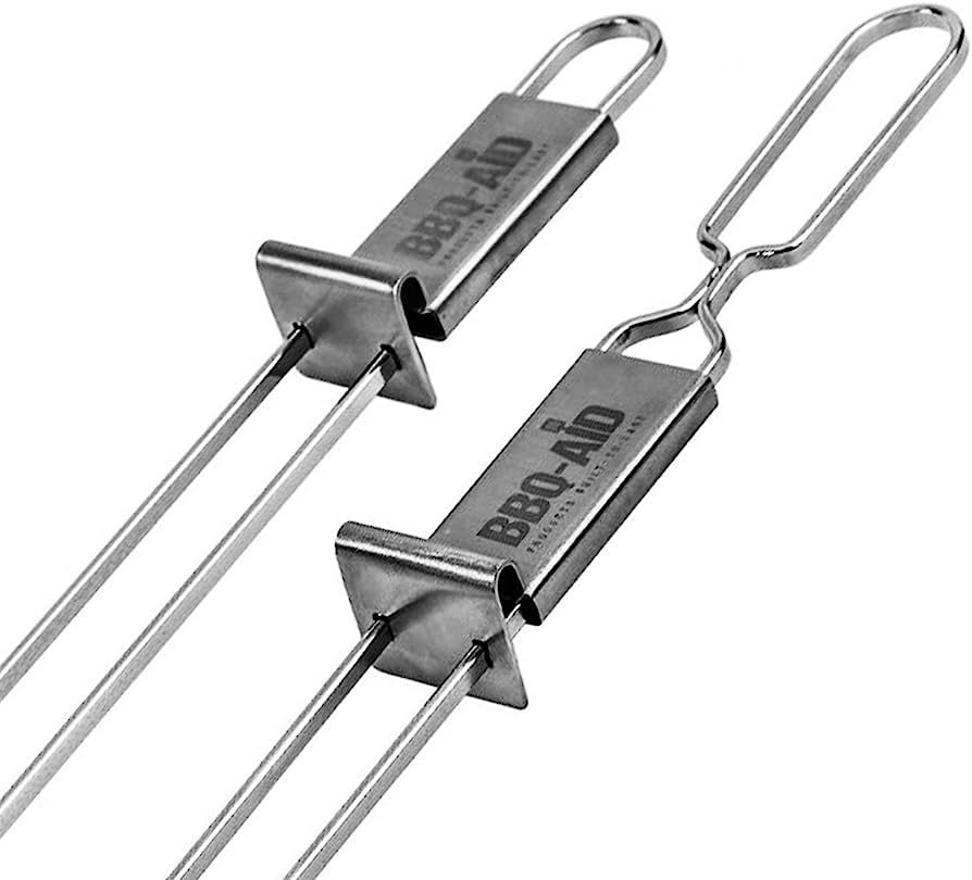 BBQ-AID Premium Barbecue Metal Skewers for Kabobs with Quick Release - Double Pronged, Stainless ... | Amazon (US)