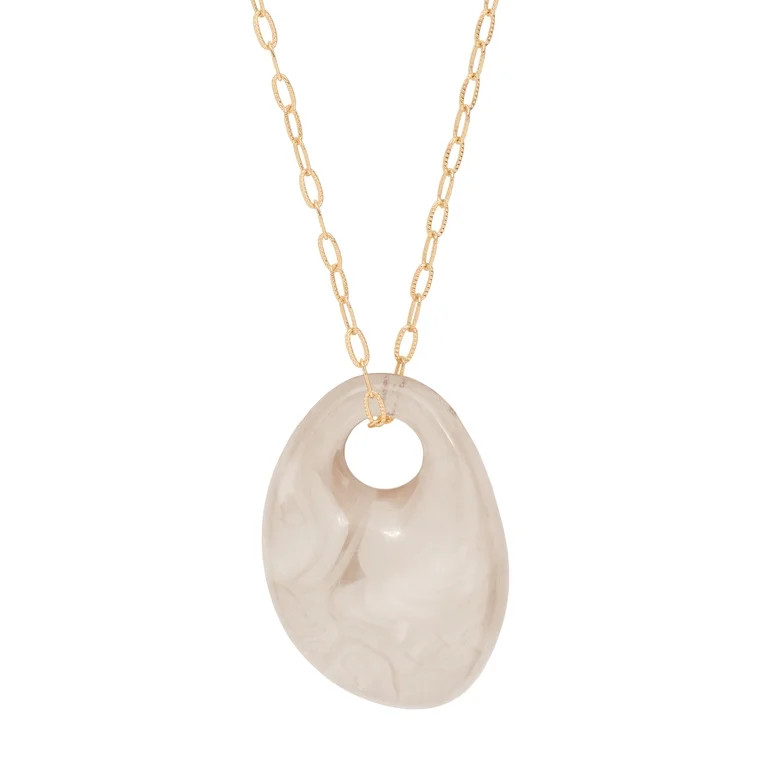 Time and Tru Women\u2019s Gold-Tone Double Layer Disc and Resin Pendant Necklace | Walmart (US)