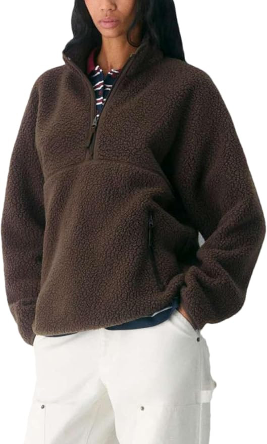 Aimiray Women’s Quarter Zip Fleece Pullover Fuzzy Sherpa Jacket | Amazon (US)