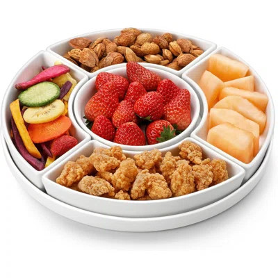 Porcelain Divided Serving Dishes, Appetizers Tray, Serving Tray For Party - Perfect For Chips And Dip, Fruit, Veggies, Candy And Snacks, Divided Servi | Wayfair North America