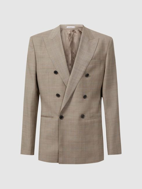 Slim Fit Double Breasted Checked Blazer | Reiss UK