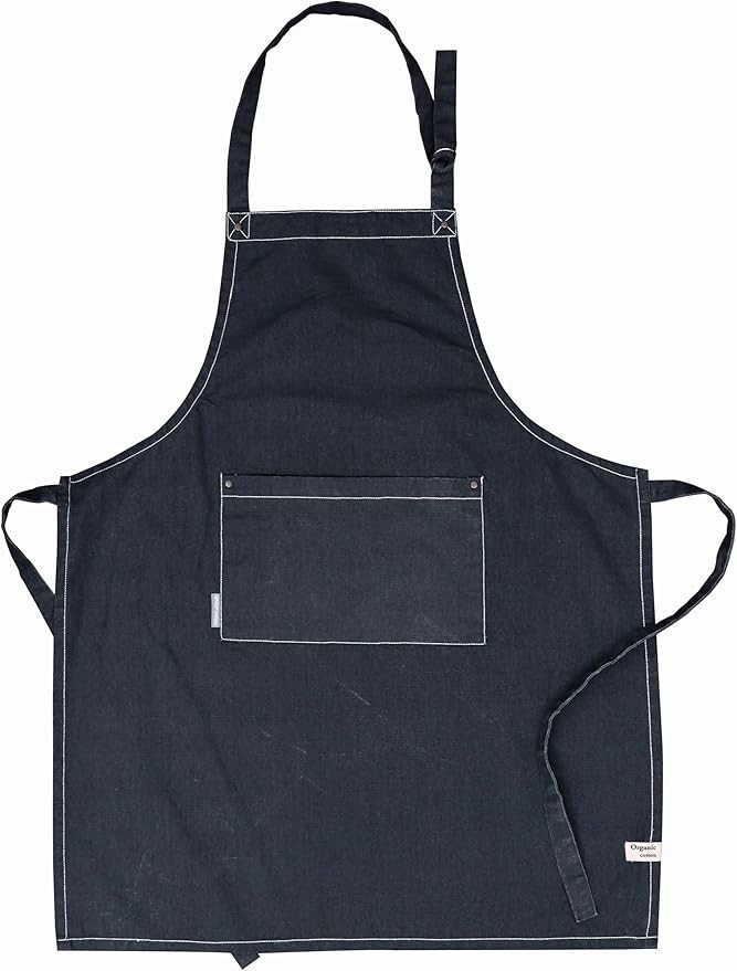 AMOUR INFINI Cotton Solid Aprons for Women with Pocket, Adjustable Strap and Waist Ties Washed Ch... | Amazon (US)