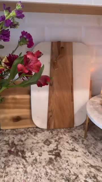 World Market wood, marble, and gold kitchen finds. Arcadia Wood serving board, White and Gold Marble Pedastal stand,  

 #LTKHome #LTKFindsUnder50