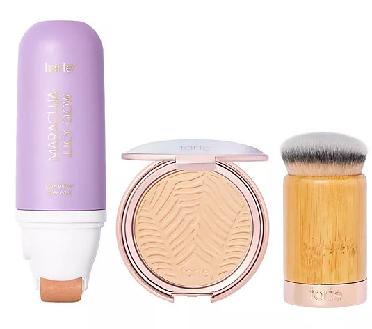tarte Maracuja Juicy Glow Primer & Blur Powder Set with Brush | QVC