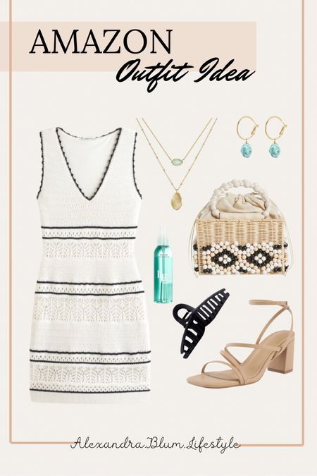Abercrombie vacation outfit idea! Crochet mini dress perfect for beach vacation dinner date night or spring wedding guest dress! Beaded woven clutch is a perfect vacation , spring, and summer purse that will have everyone looking! I also paired this outfit with straw slide sandals, gold huggie hoop earrings, gold layered necklace, and a best selling Amazon beach hair spray! Amazon accessories! Travel outfit! Swim cover up dress! 

#LTKtravel #LTKswim #LTKfindsunder100