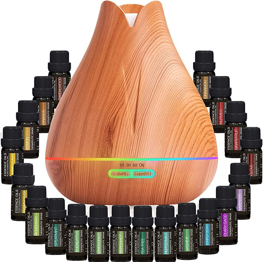 Aromatherapy Essential Oil Diffuser Gift Set - 400ml Ultrasonic Diffuser with 20 Essential Plant ... | Amazon (US)