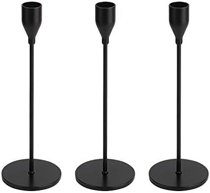 dedoot Candle Holder, Taper Candle Holders Set of 3 Black Candlestick Holder Tall Metal Candle Ho... | Amazon (US)