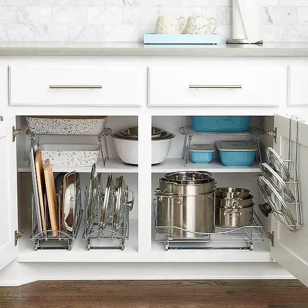 Roll-Out Lid Organizer Chrome | The Container Store