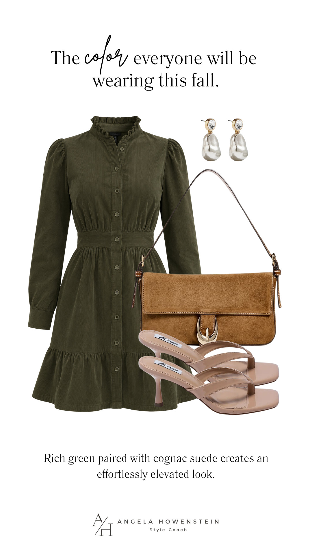 An olive shirt dress is one of those timeless pieces you’ll wear for years. The flattering waist, feminine ruffle details, and rich fall color pair perfectly with suede accessories and neutral heels for an effortlessly polished look.

👩‍💻 LTK PRO TIPS
❤️ Heart = Support my posts ;-)
🔖 Save = Get sale & restock alerts for the things you love!
📋 Lists = Keep favorites organized (List ideas: Christmas, Birthdays, and Vacations!)
📲 Share = Send lists and products to a friend (or your daughters like me).
💬 Comment = Ask me anything, and I’ll answer. ;-) 

 #LTKootd #LTKSeasonal #LTKOver40