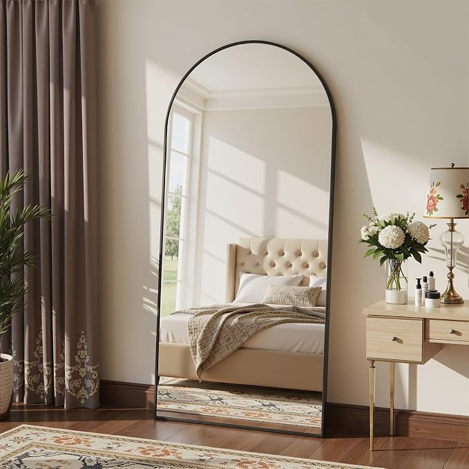 Full Length Mirror, 76"x34" Arched Floor Mirror Freestanding, Floor Standing Full Body Mirror wit... | Amazon (US)