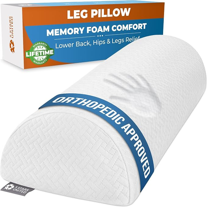 5 STARS UNITED Knee Pillow for Back Sleeping - Memory Foam Cushion - Under Leg Support for Sleepi... | Amazon (US)