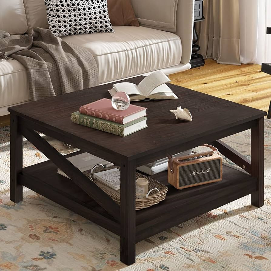 YITAHOME 2-tier Square Coffee Tables with Storage,Coffee Table for Living Room,Center Table Coffe... | Amazon (US)