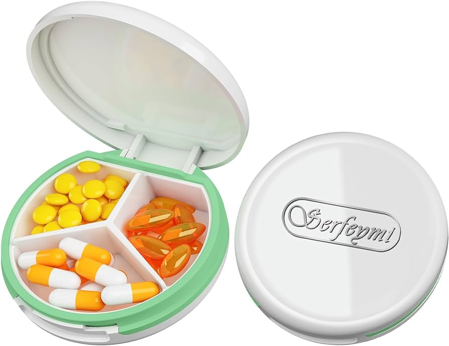 Serfeymi 3 Compartment Waterproof Cute Small Pill Box for Purse & Pocket, Travel Portable and Mul... | Amazon (US)